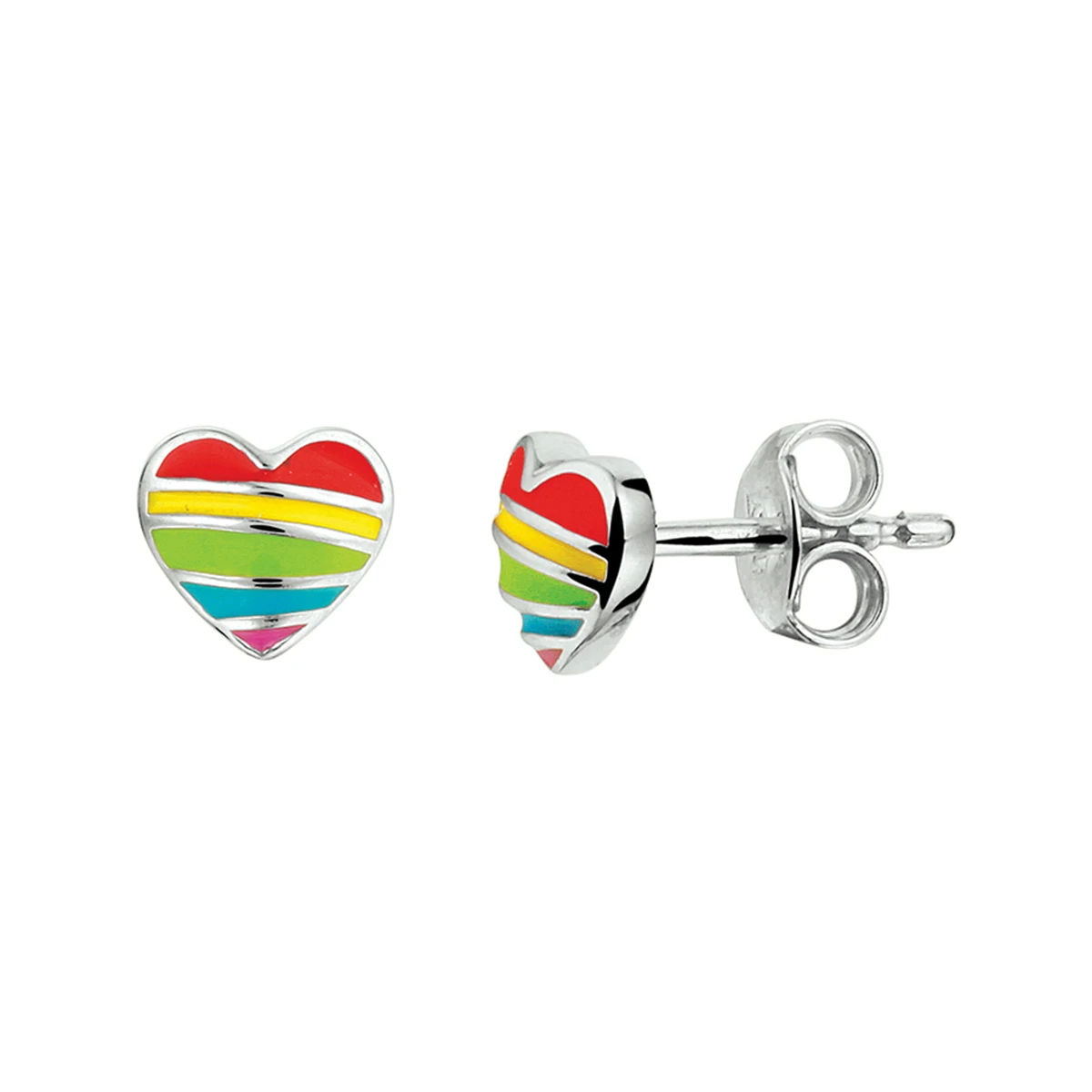 oorknoppen hart emaille zilver gerhodineerd