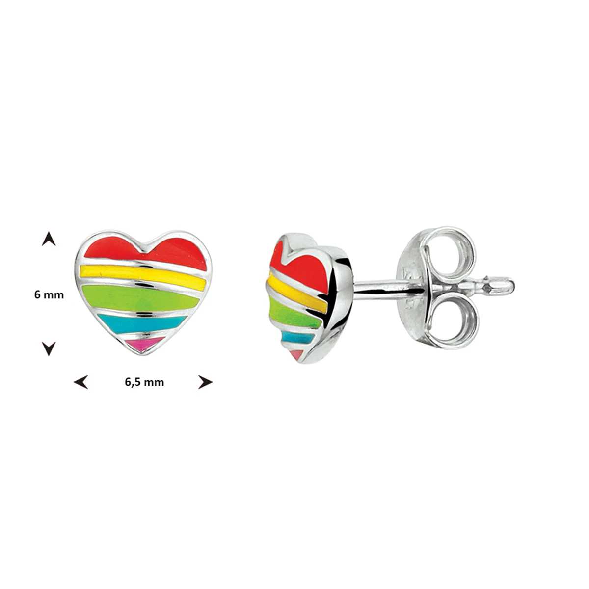 oorknoppen hart emaille zilver gerhodineerd