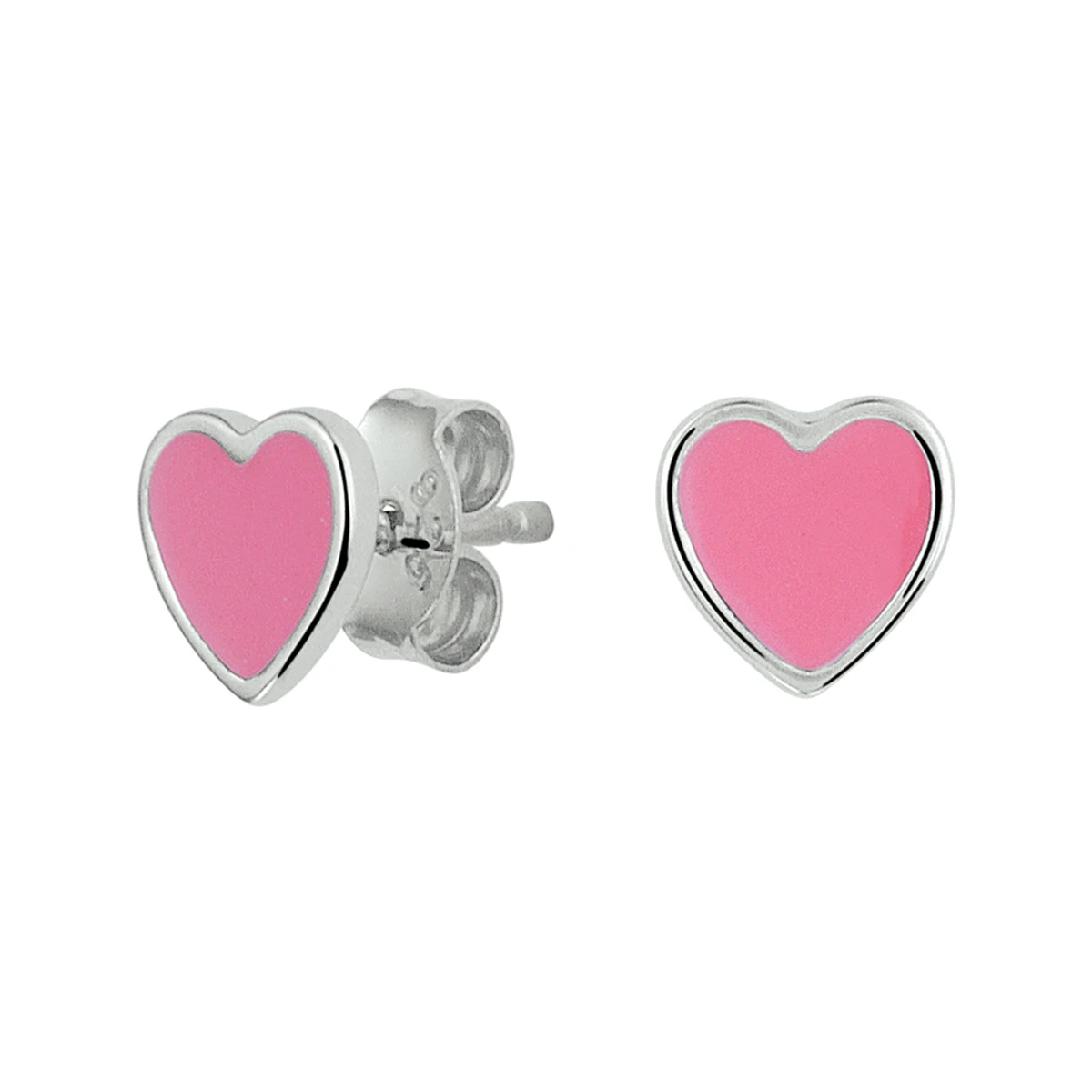oorknoppen hart emaille zilver gerhodineerd