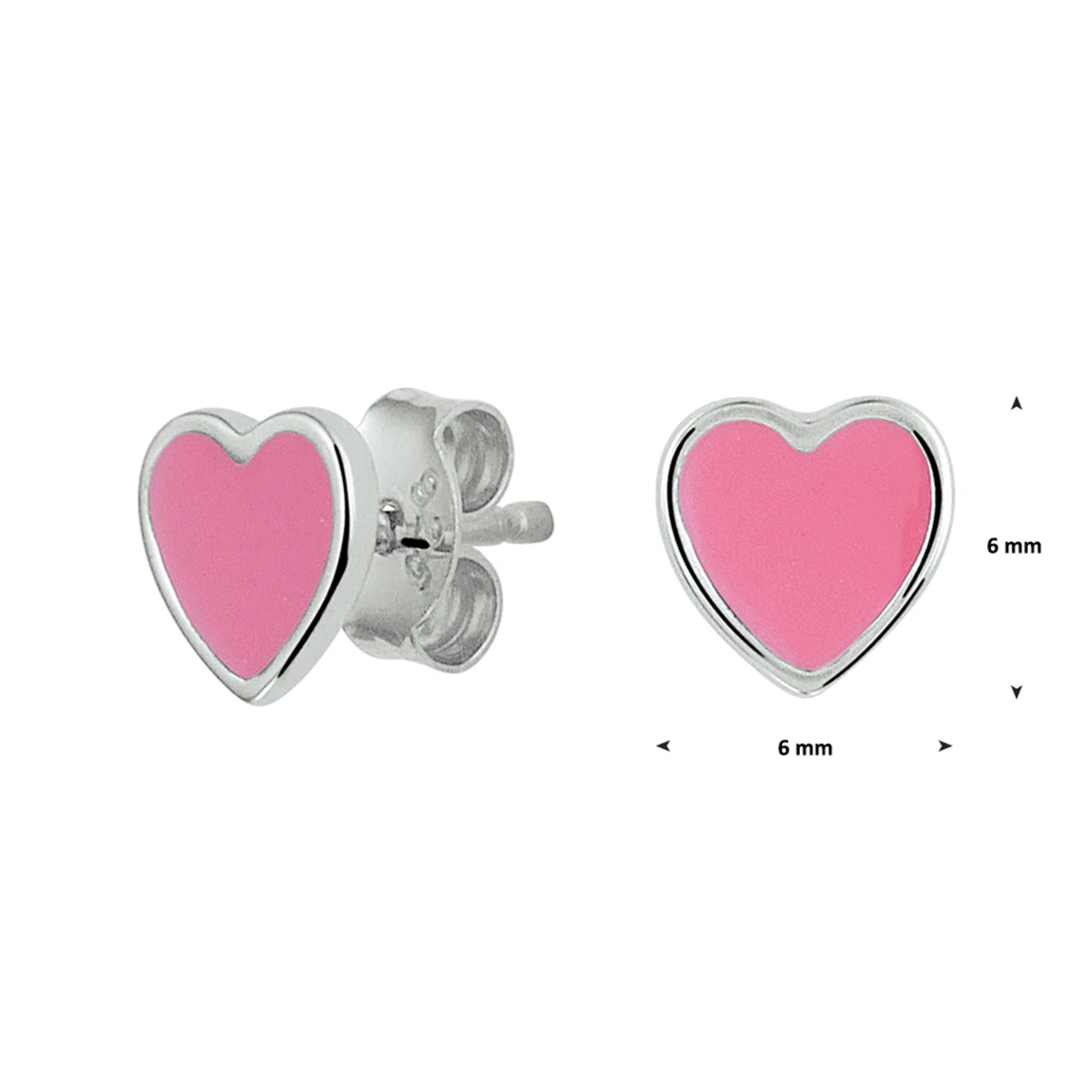 oorknoppen hart emaille zilver gerhodineerd