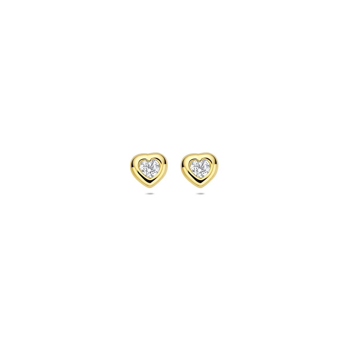 oorknoppen hart en zirkonia 5 mm 14K geelgoud