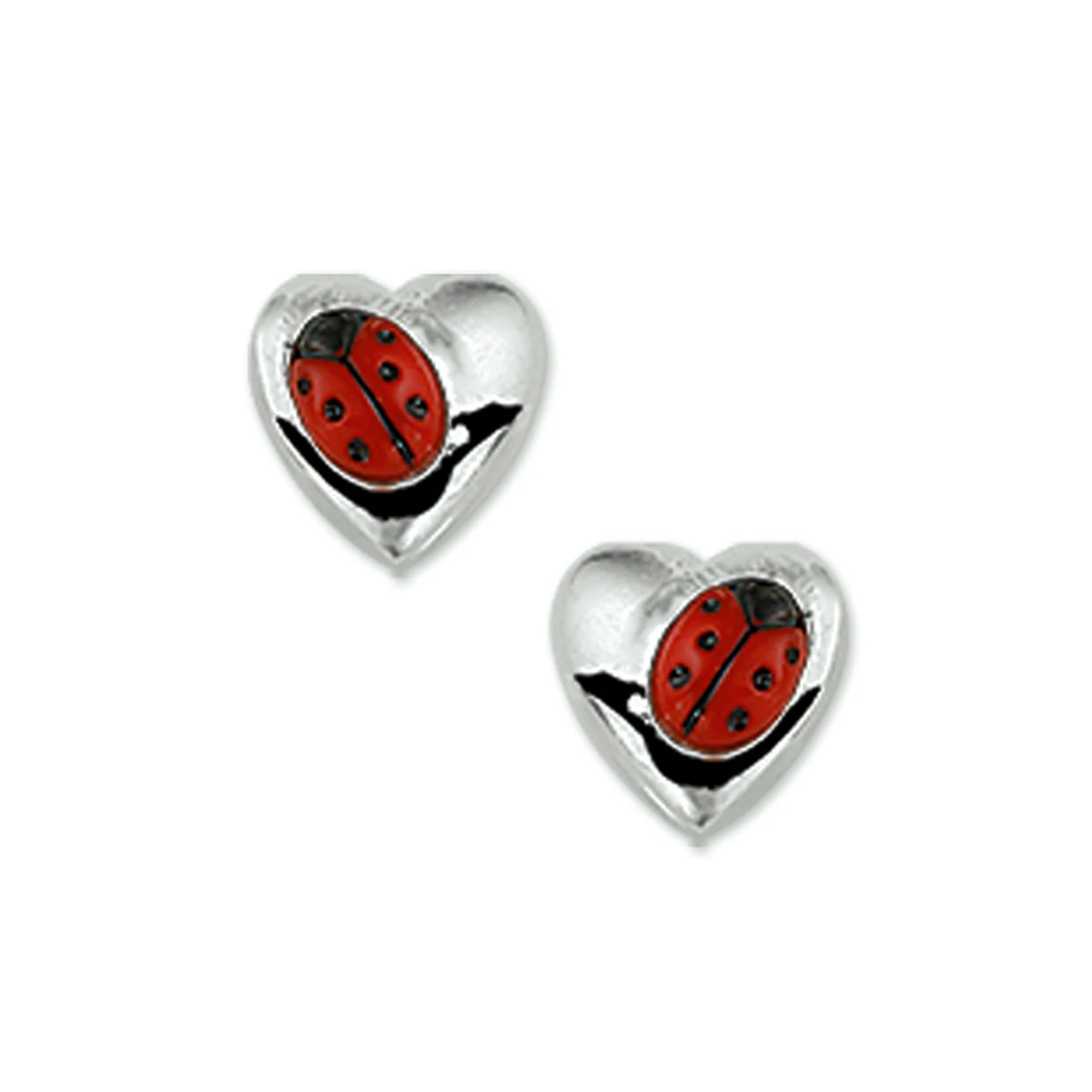 oorknoppen hart lieveheersbeestje zilver wit