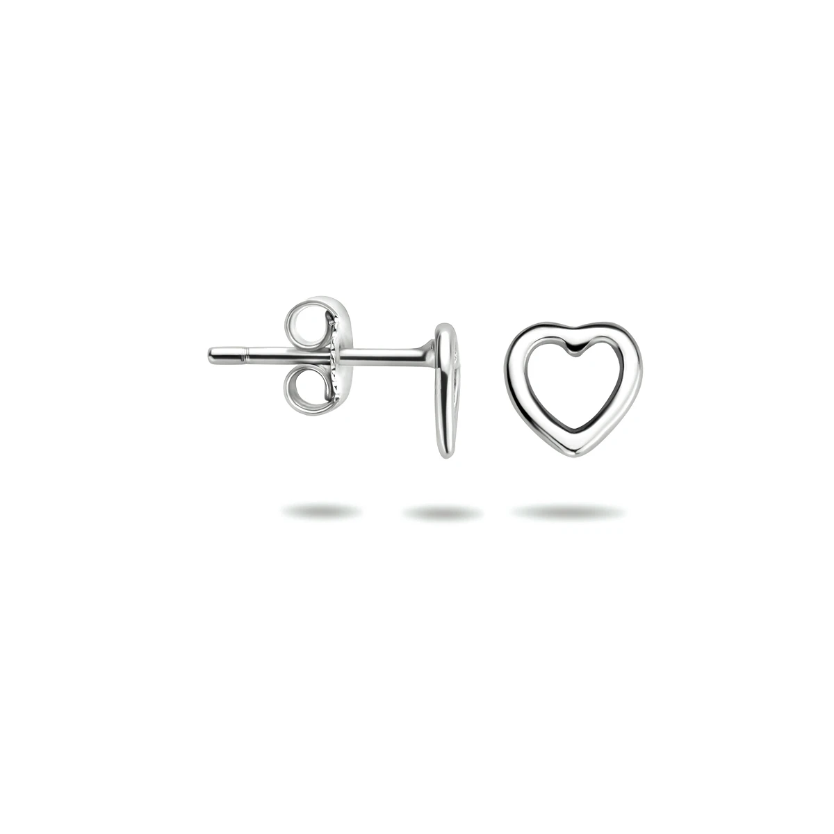 oorknoppen hart zilver gerhodineerd