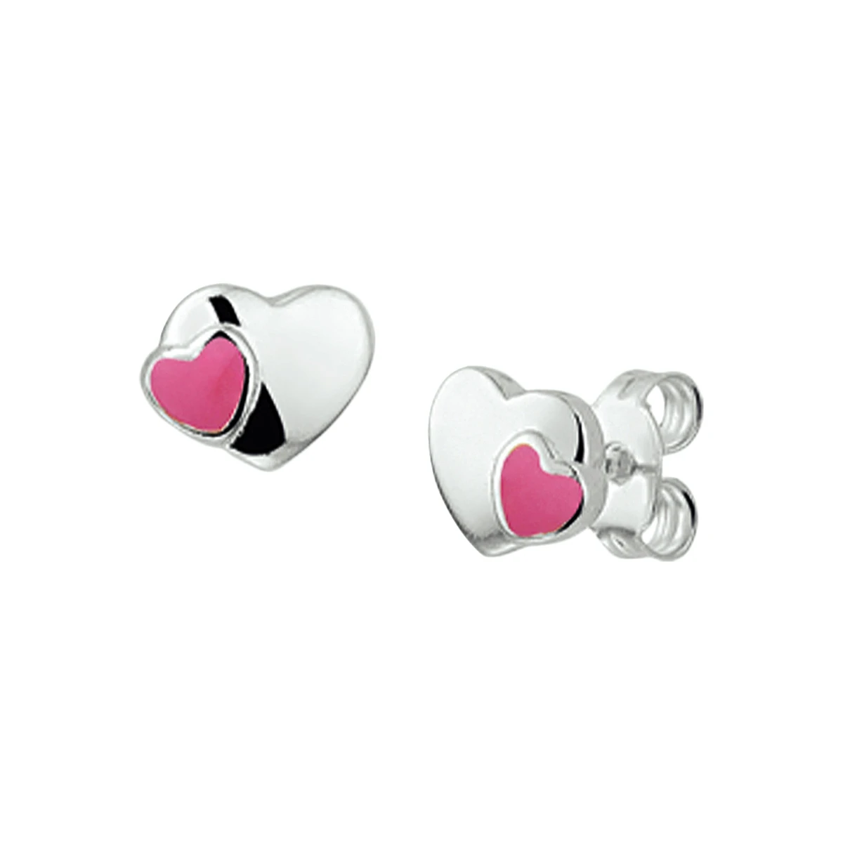 oorknoppen hart zilver wit