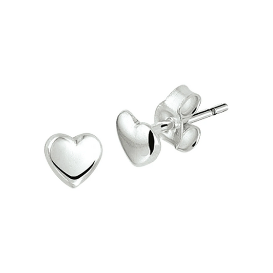 oorknoppen hart 5,5 mm zilver wit
