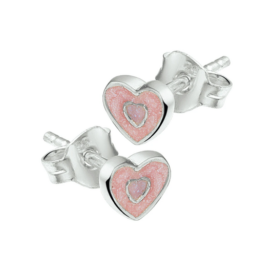 oorknoppen hart zilver wit
