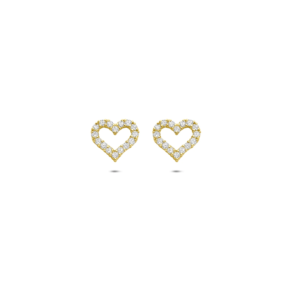 oorknoppen hart zirkonia 14K geelgoud