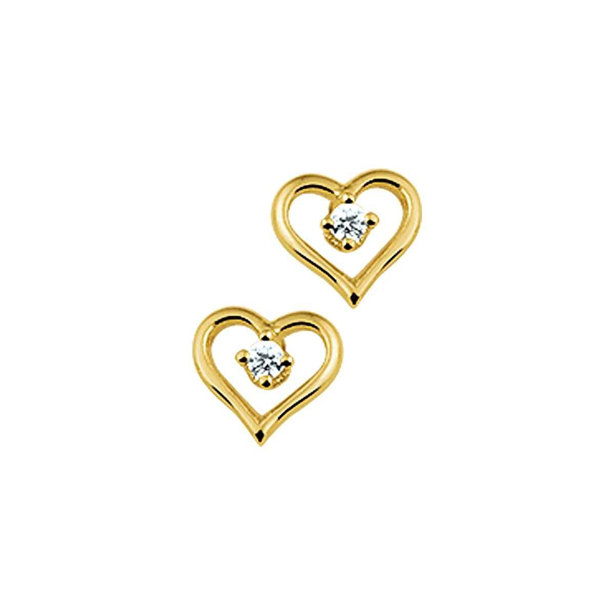 oorknoppen hart zirkonia 14K geelgoud