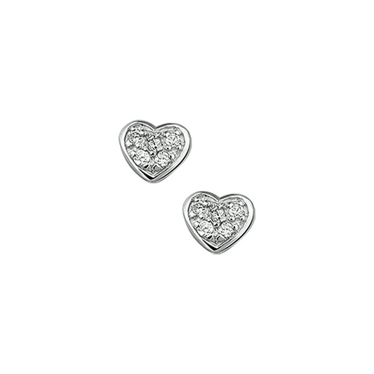 oorknoppen hart zirkonia zilver gerhodineerd