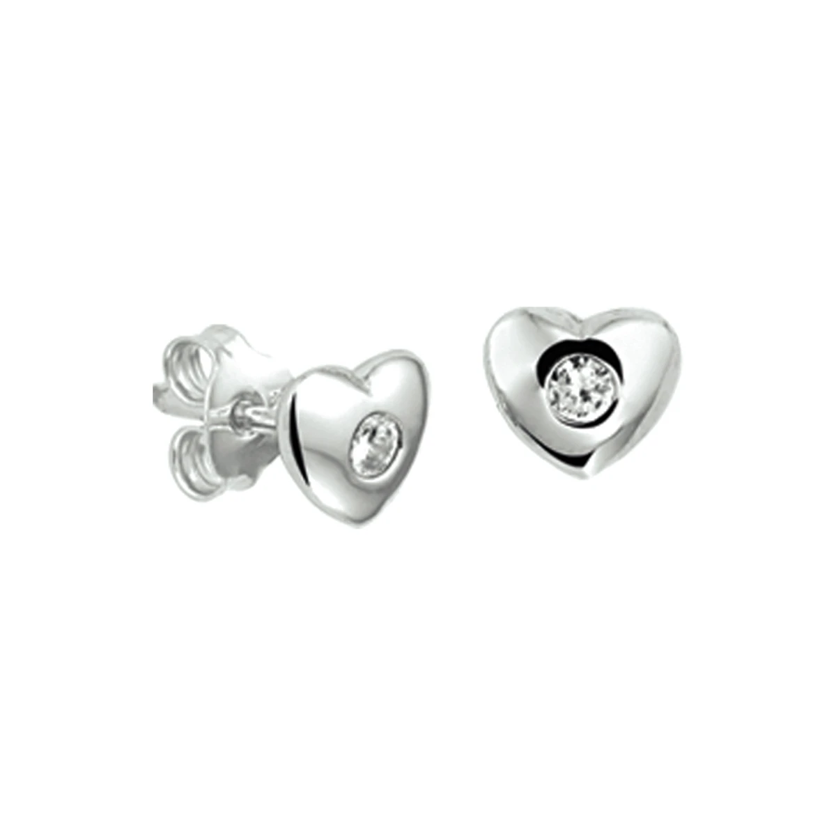 oorknoppen hart zirkonia zilver gerhodineerd