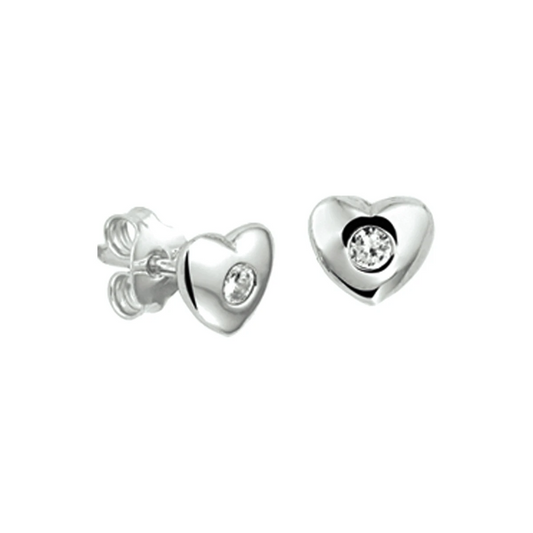 oorknoppen hart zirkonia zilver gerhodineerd