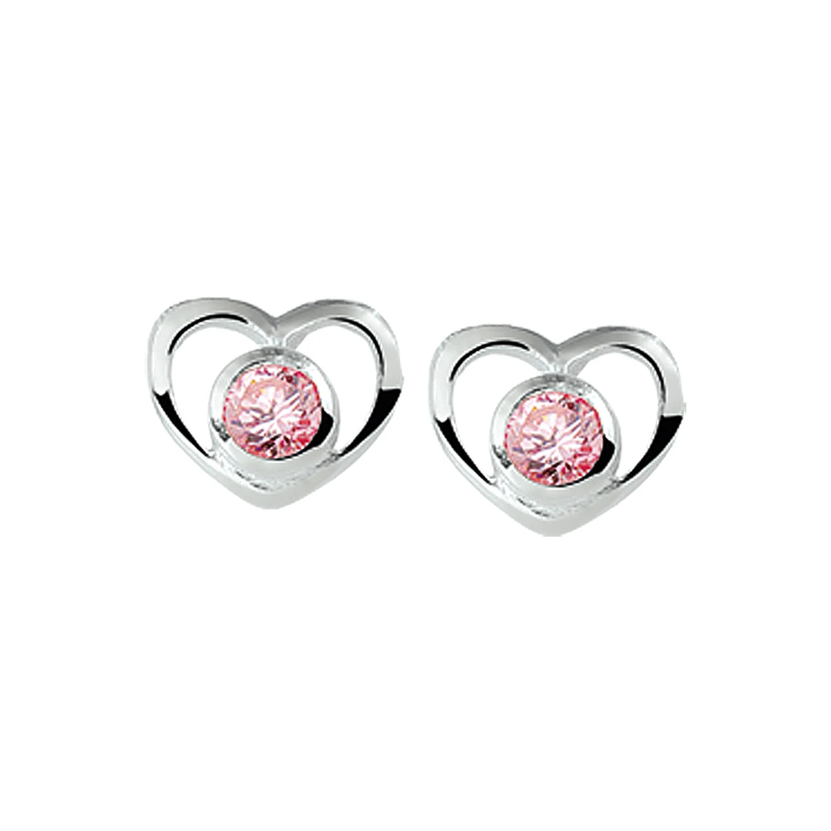 oorknoppen hart zirkonia zilver gerhodineerd