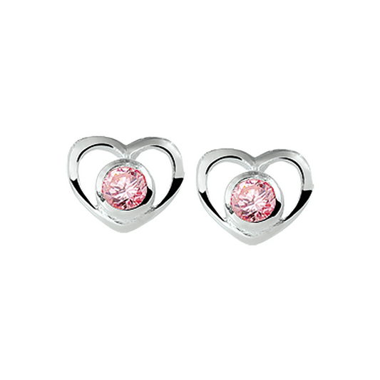 oorknoppen hart zirkonia zilver gerhodineerd