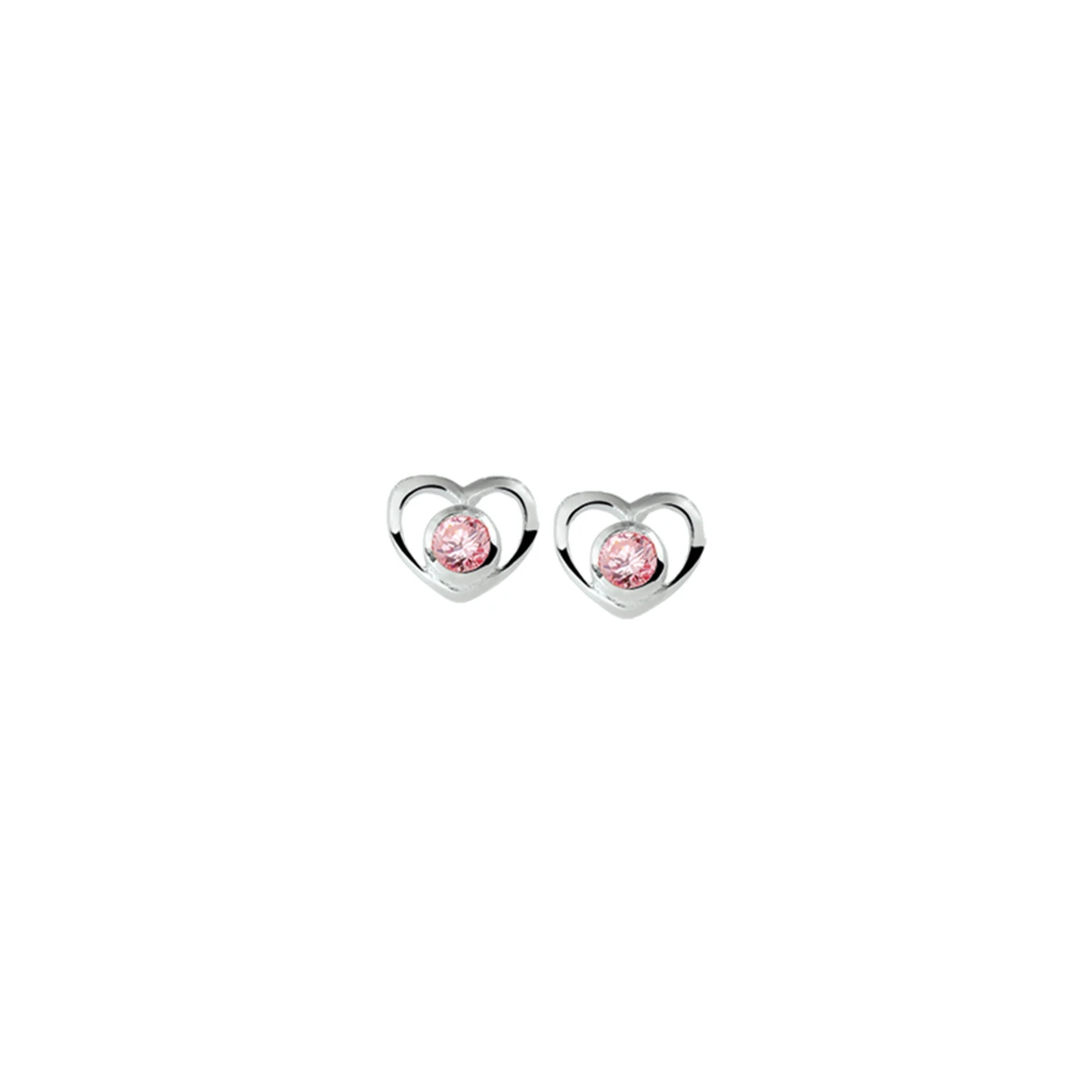 oorknoppen hart zirkonia zilver gerhodineerd