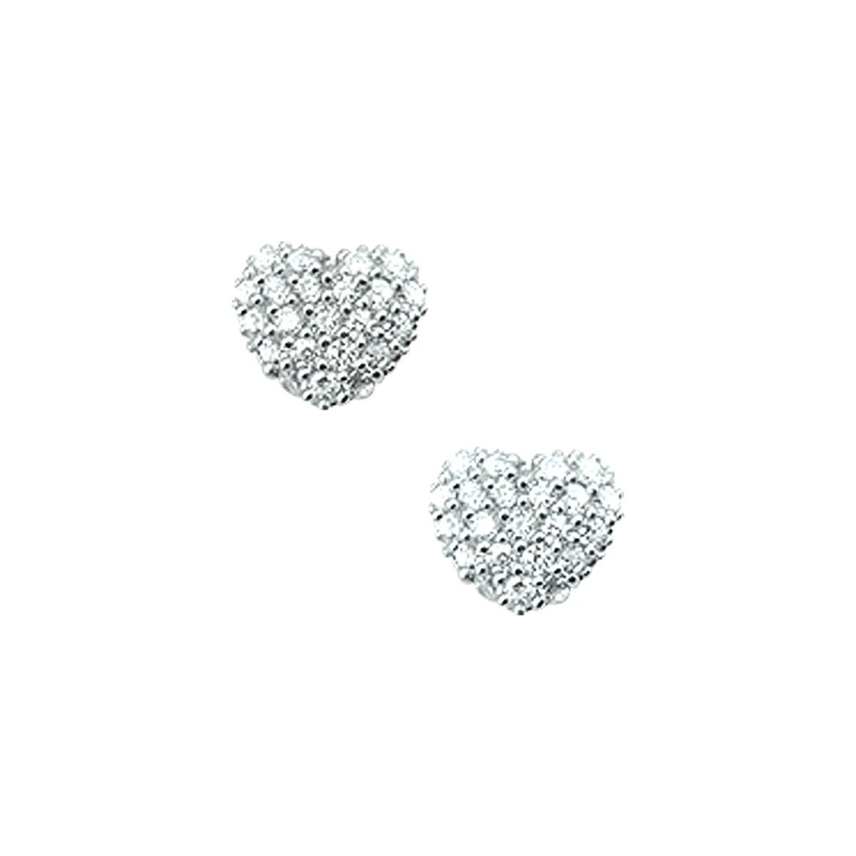 oorknoppen hart zirkonia zilver gerhodineerd