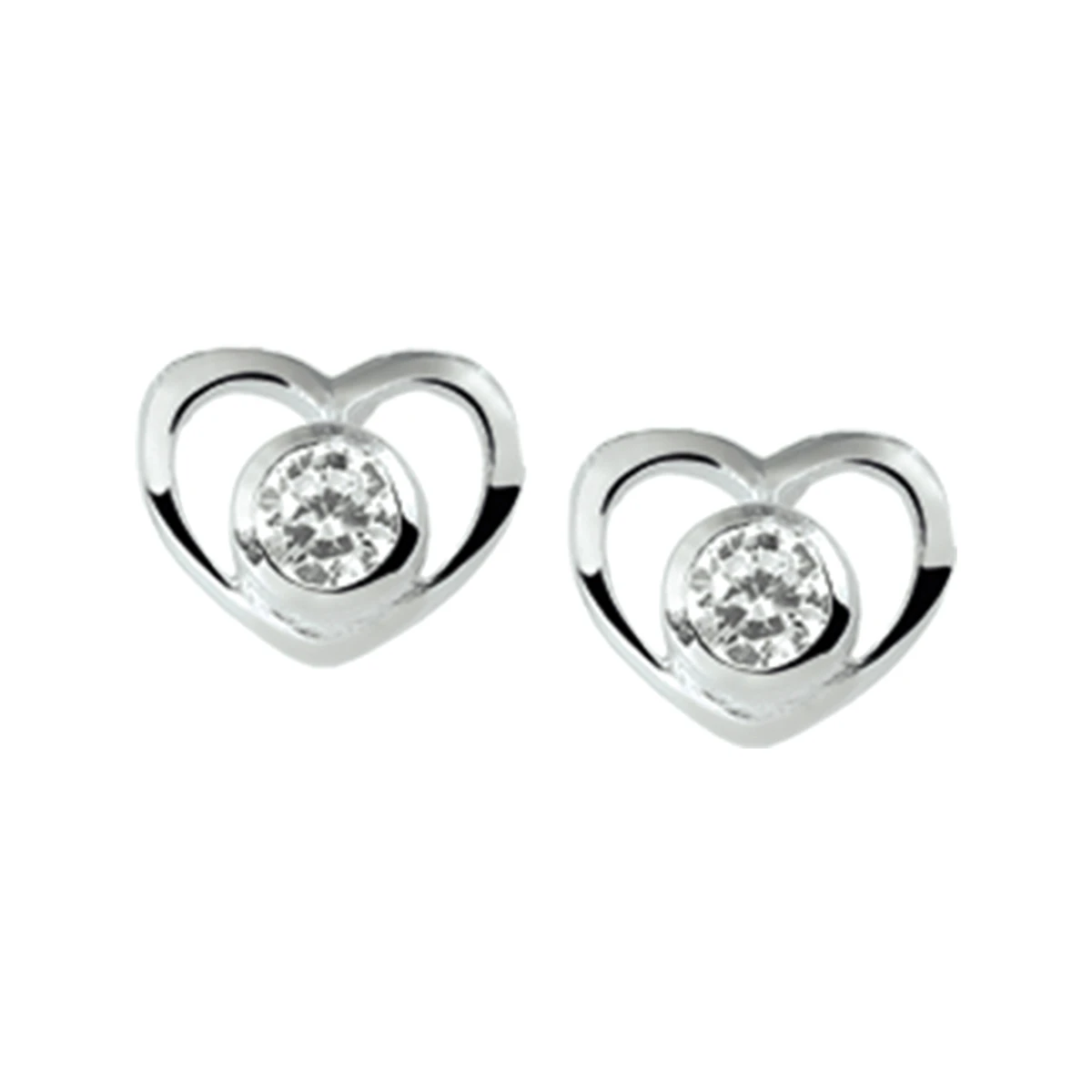 oorknoppen hart zirkonia zilver wit