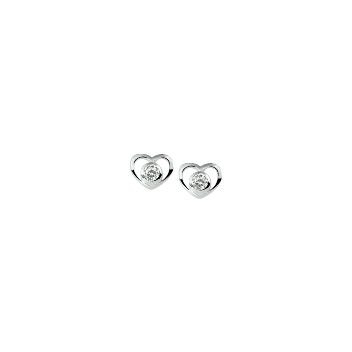 oorknoppen hart zirkonia zilver wit