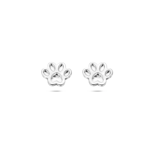oorknoppen hondenpoot 6 mm zilver gerhodineerd