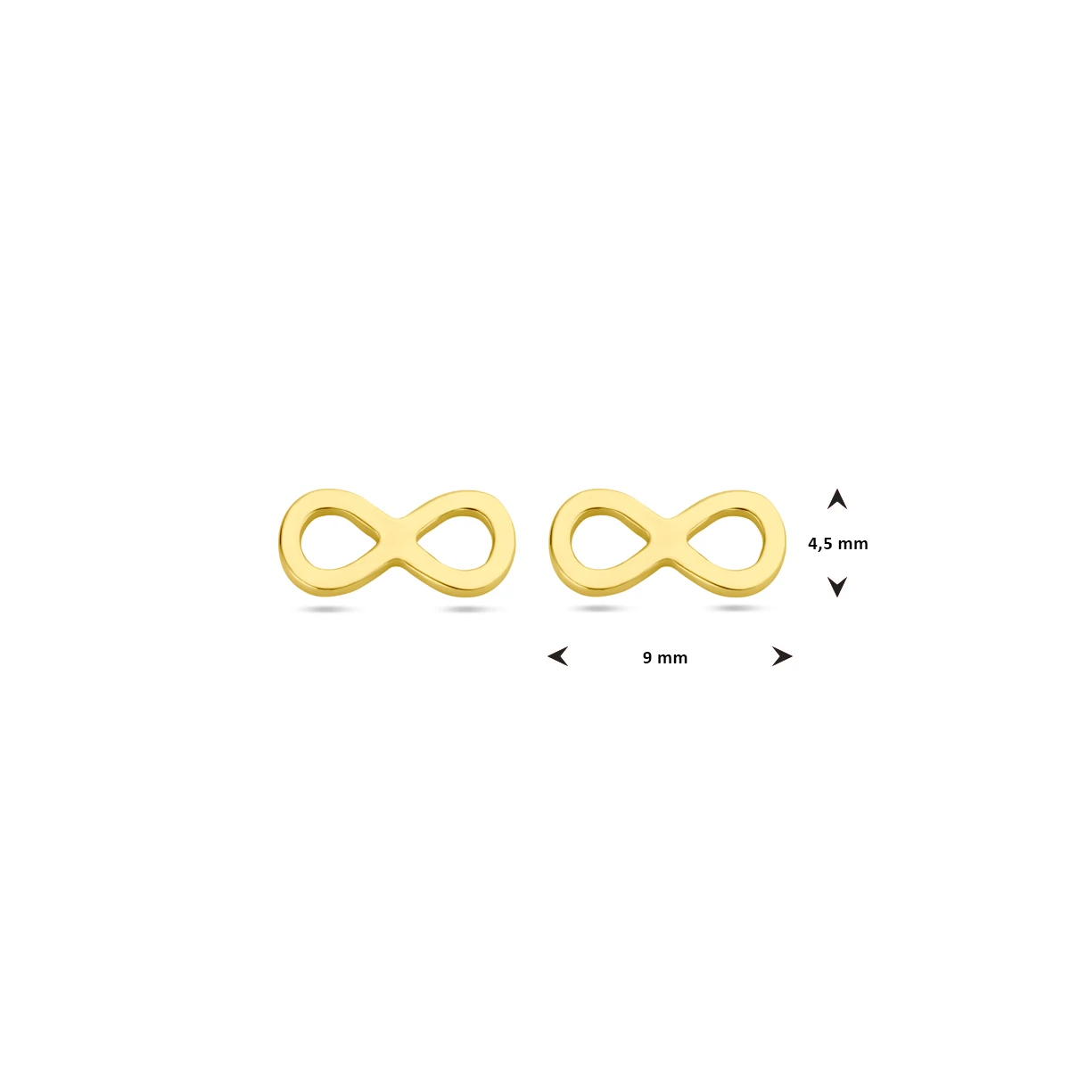oorknoppen infinity 1 micron zilver verguld (geel)