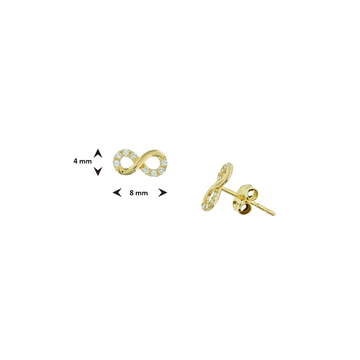 oorknoppen infinity zirkonia 14K geelgoud