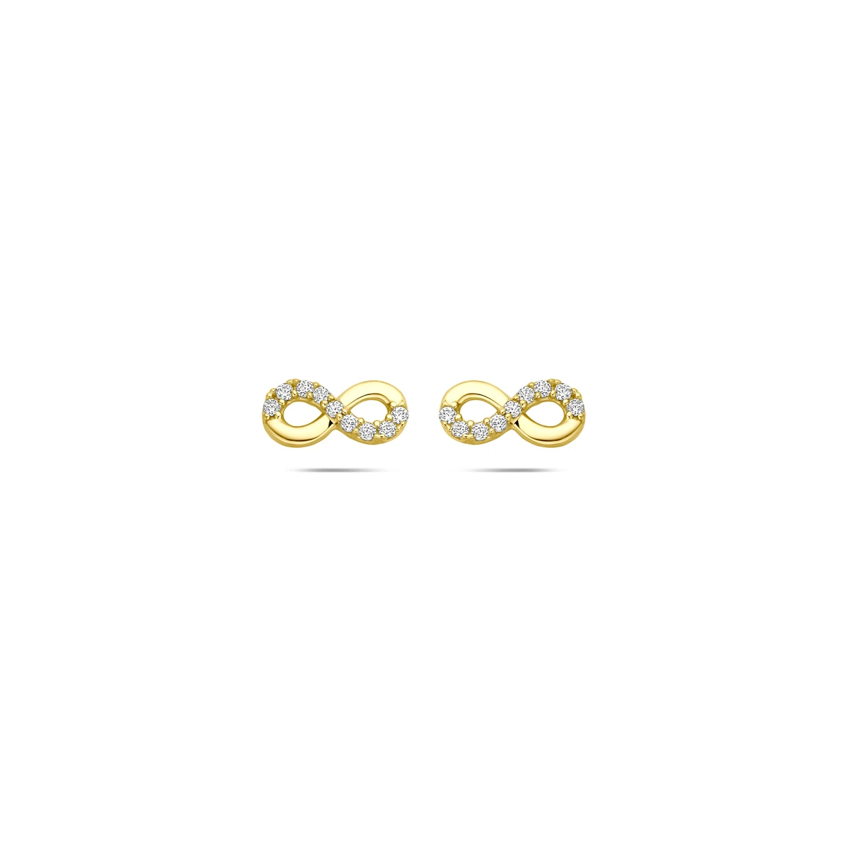 oorknoppen infinity zirkonia 4 mm 14K geelgoud