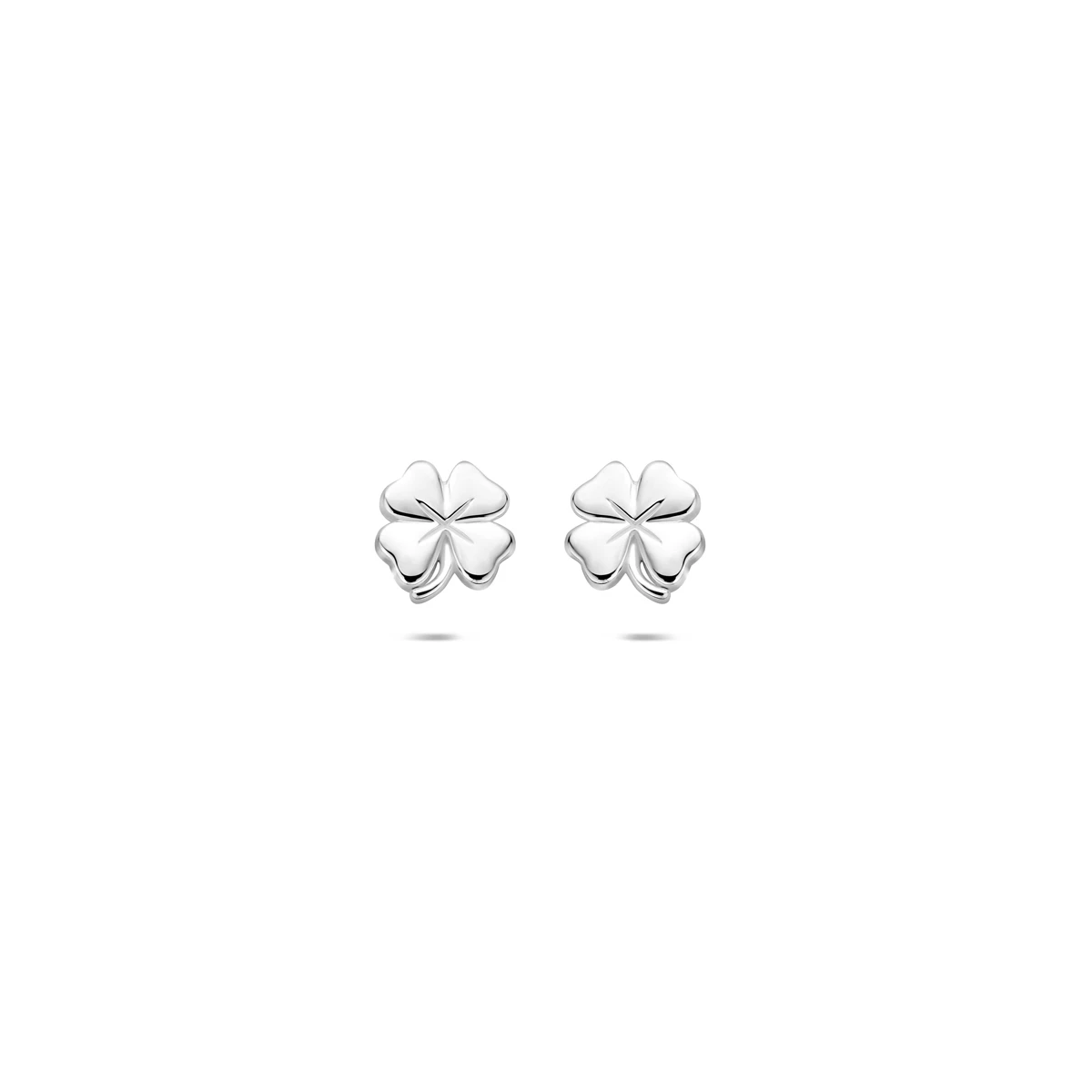 oorknoppen klavertjes 5,5 mm zilver wit