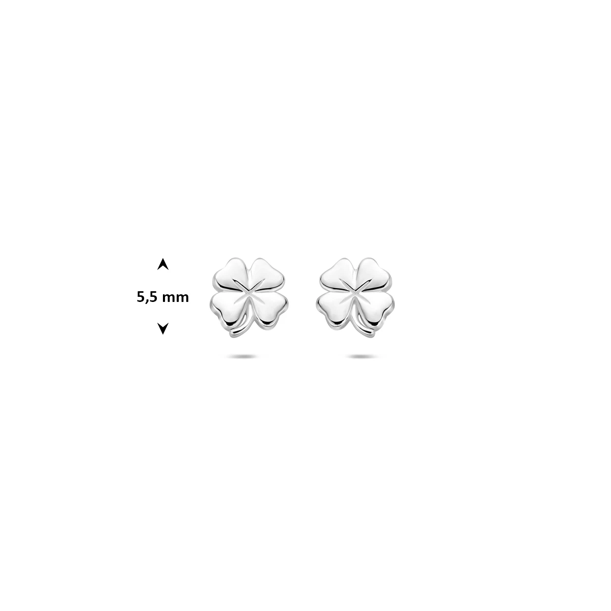 oorknoppen klavertjes 5,5 mm zilver wit