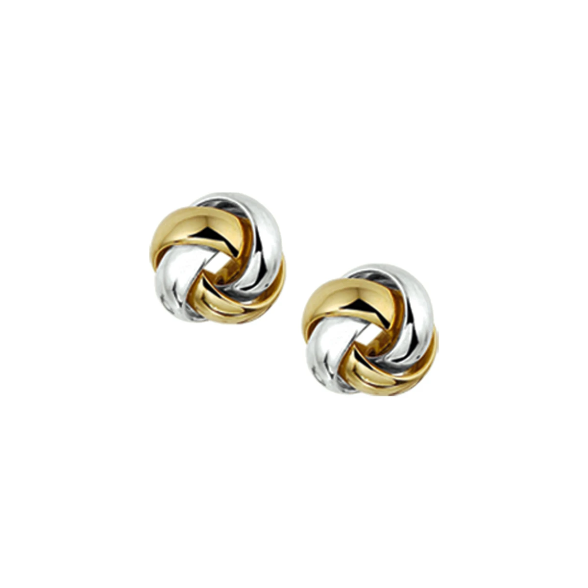 oorknoppen knoop 14K bicolor goud geel/wit