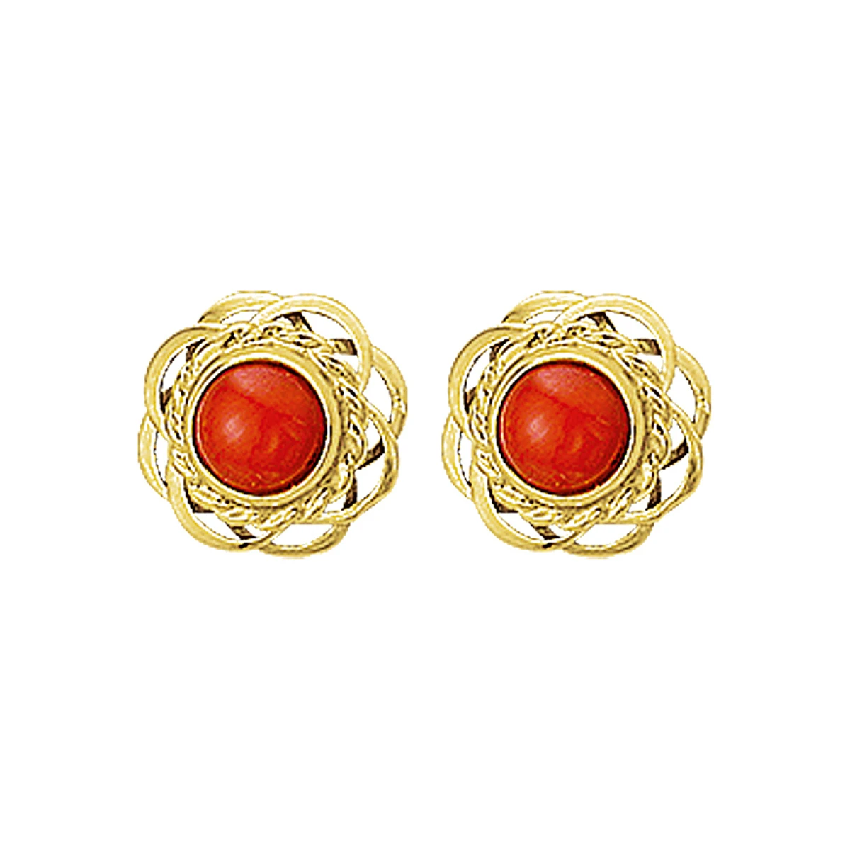 oorknoppen koraal 14K geelgoud