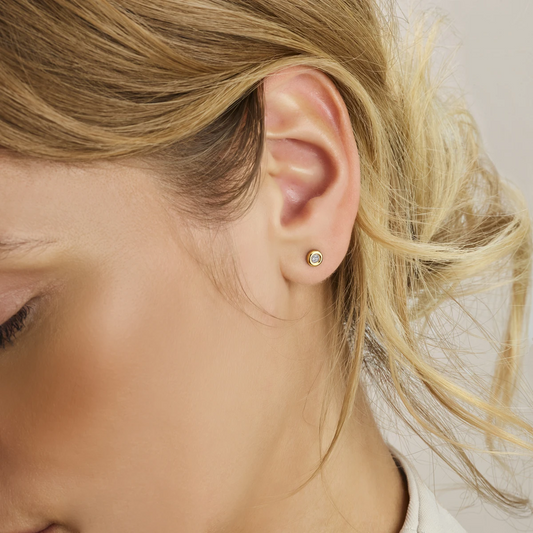 oorknoppen lab grown diamant f vs 14K geelgoud