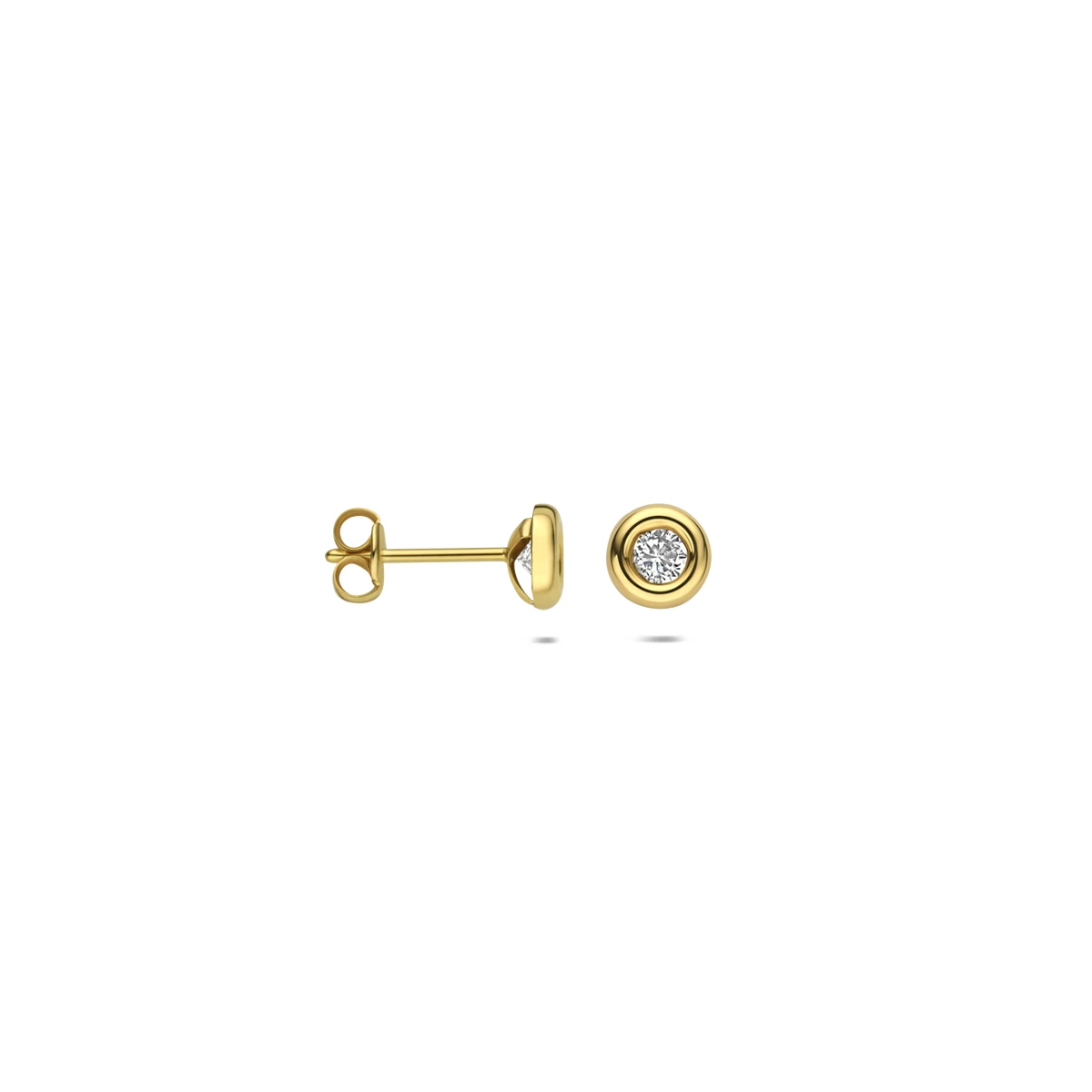 oorknoppen lab grown diamant f vs 14K geelgoud