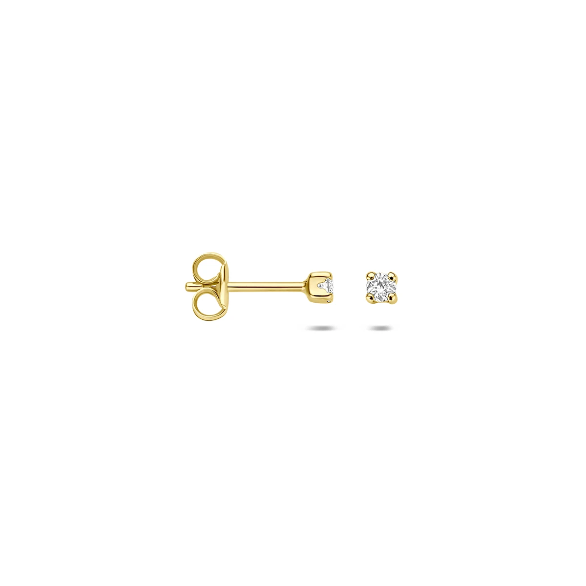 oorknoppen lab grown diamant f vs 14K geelgoud