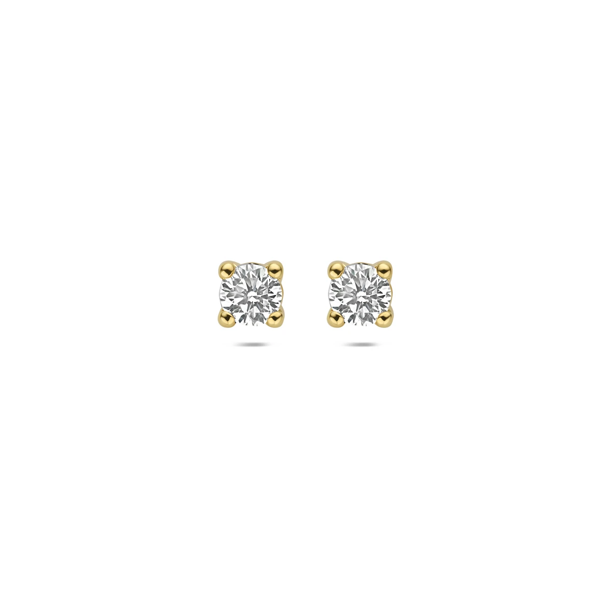 oorknoppen lab grown diamant f vs 14K geelgoud