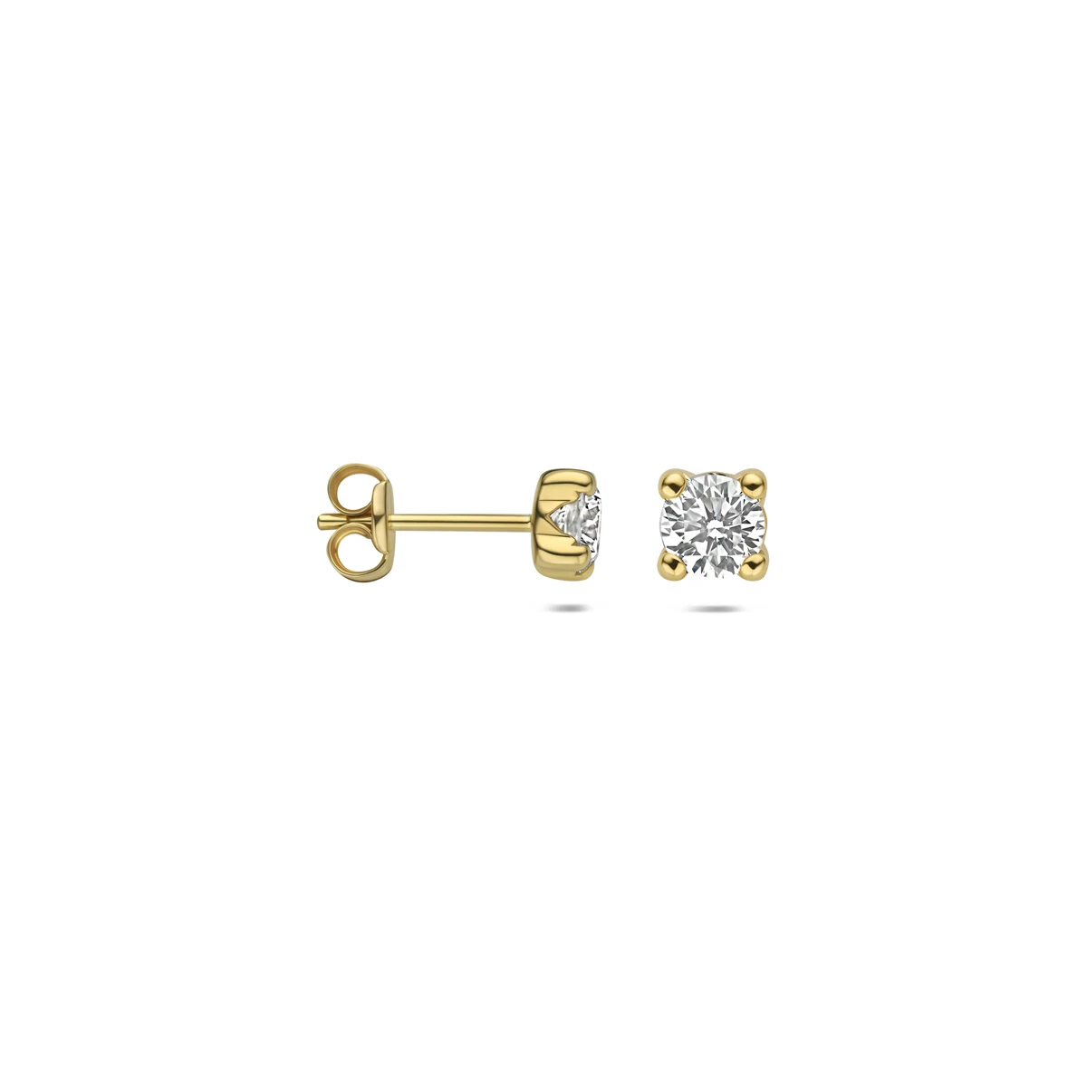 oorknoppen lab grown diamant f vs 14K geelgoud