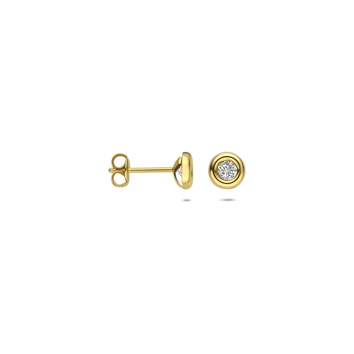 oorknoppen lab grown diamant f vs 14K geelgoud
