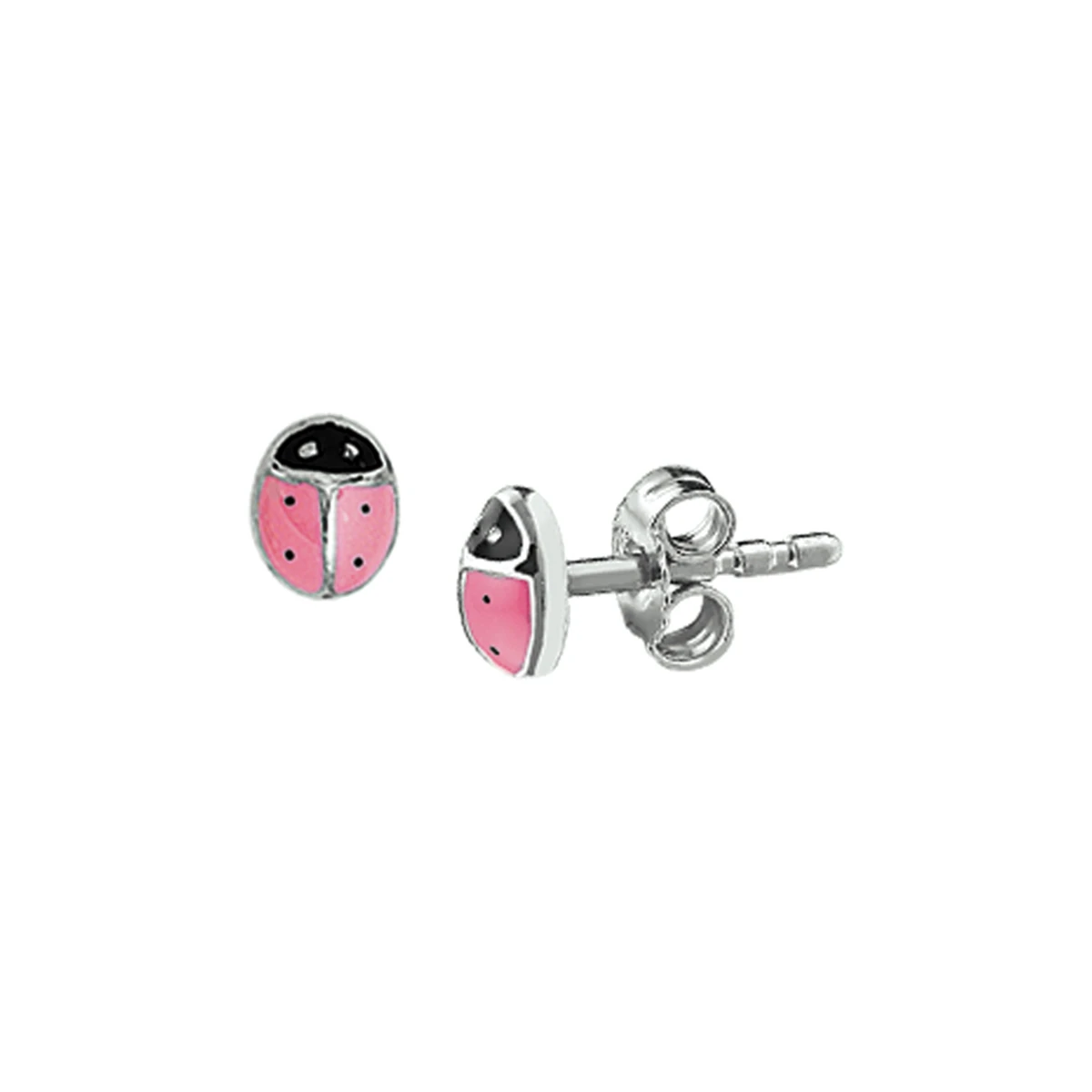 oorknoppen lieveheersbeestje 5,5 mm zilver gerhodineerd