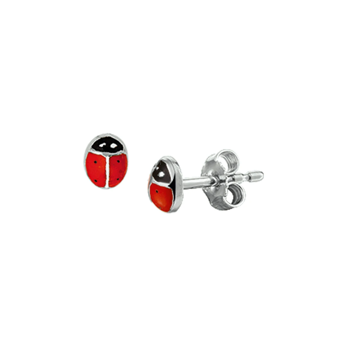 oorknoppen lieveheersbeestje 5,5 mm zilver gerhodineerd