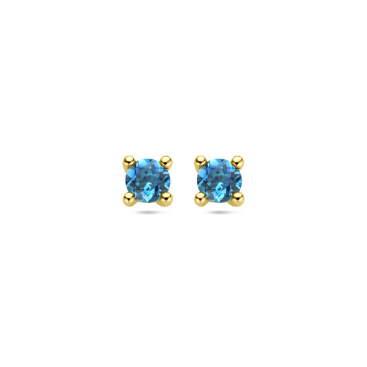 oorknoppen london blue topaas 14K geelgoud