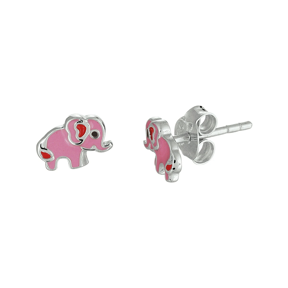 oorknoppen olifant emaille zilver gerhodineerd
