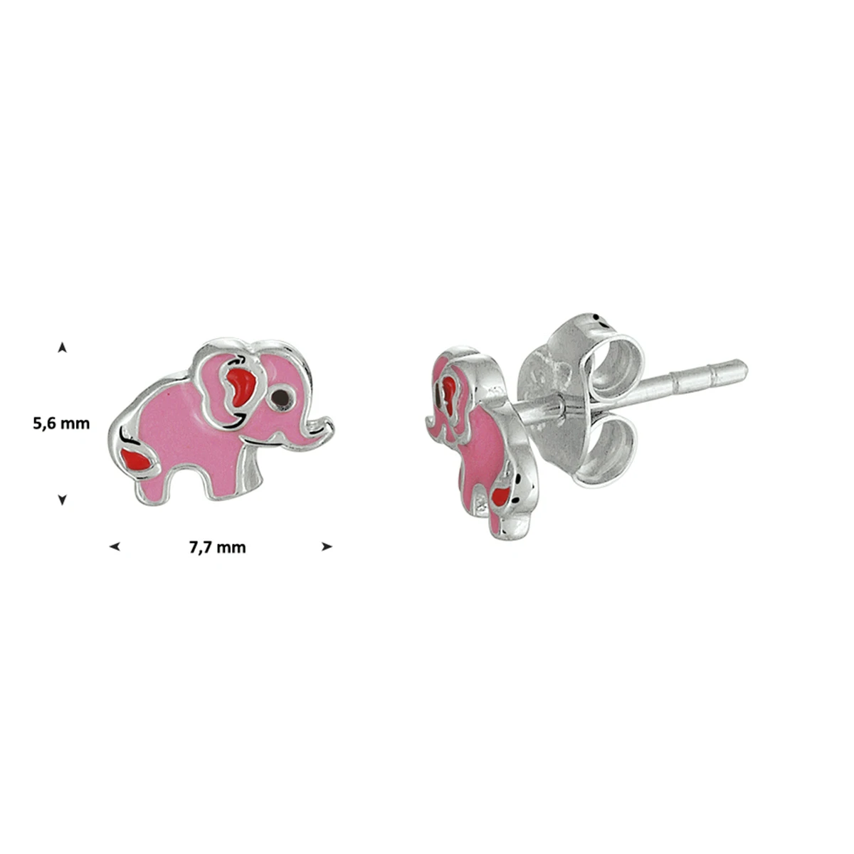 oorknoppen olifant emaille zilver gerhodineerd
