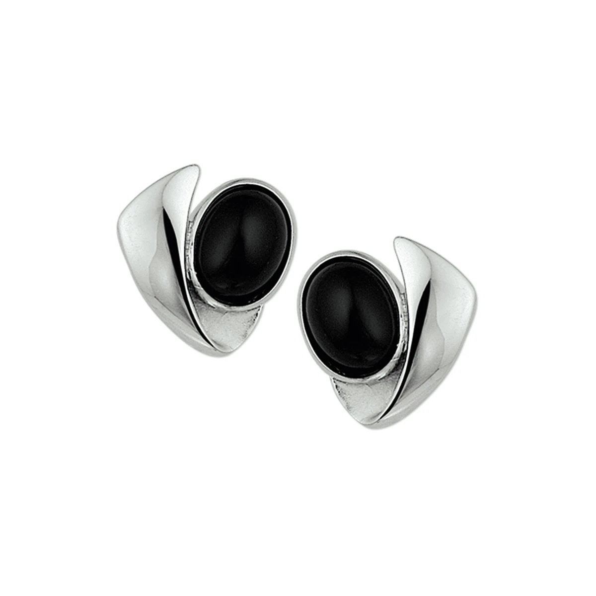 oorknoppen onyx zilver gerhodineerd