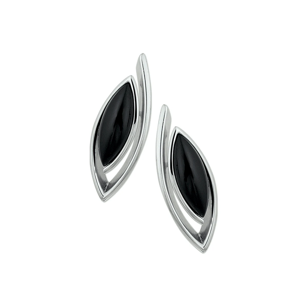 oorknoppen onyx zilver gerhodineerd