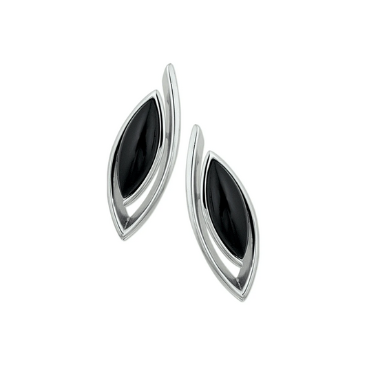 oorknoppen onyx zilver gerhodineerd
