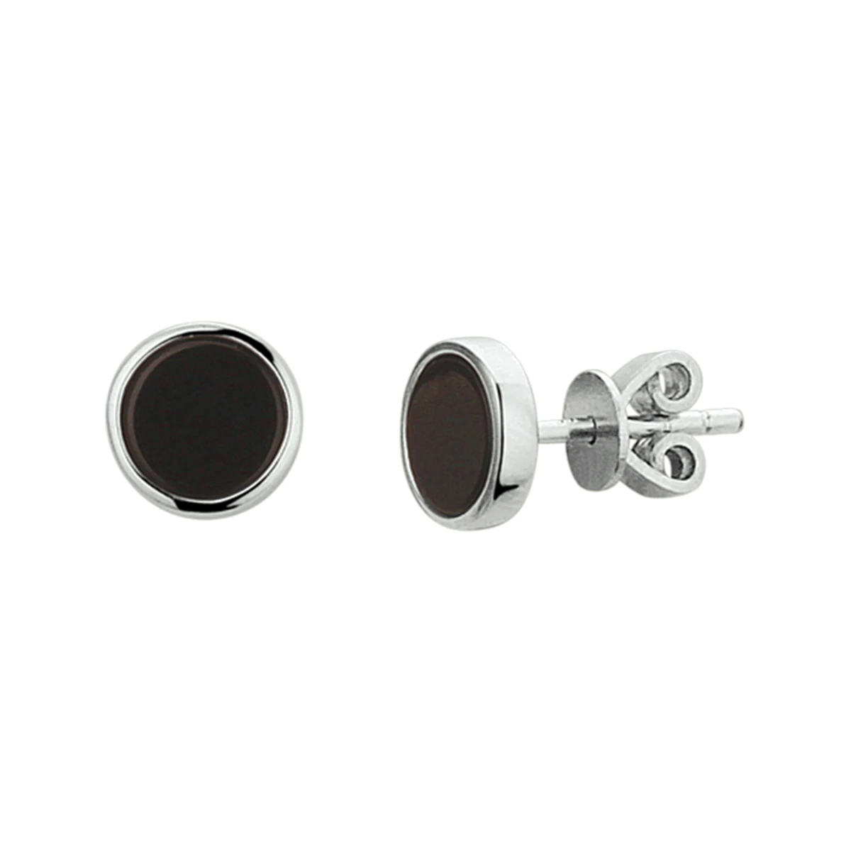oorknoppen onyx zilver gerhodineerd