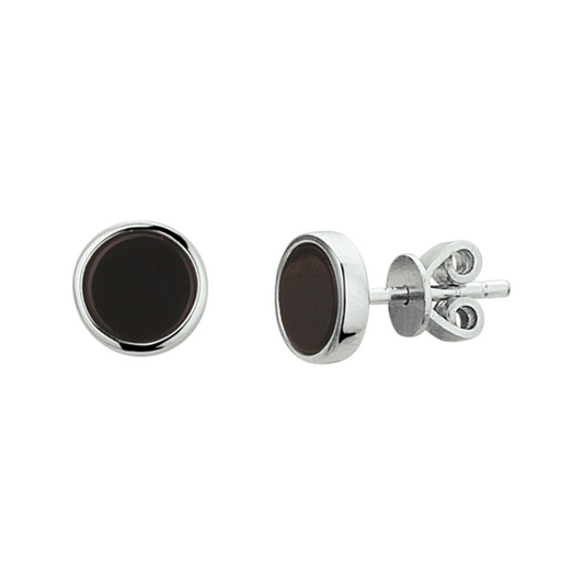 oorknoppen onyx zilver gerhodineerd
