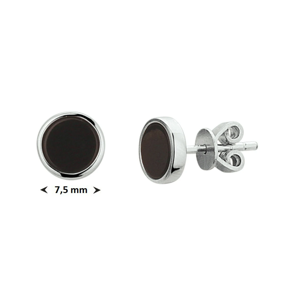 oorknoppen onyx zilver gerhodineerd