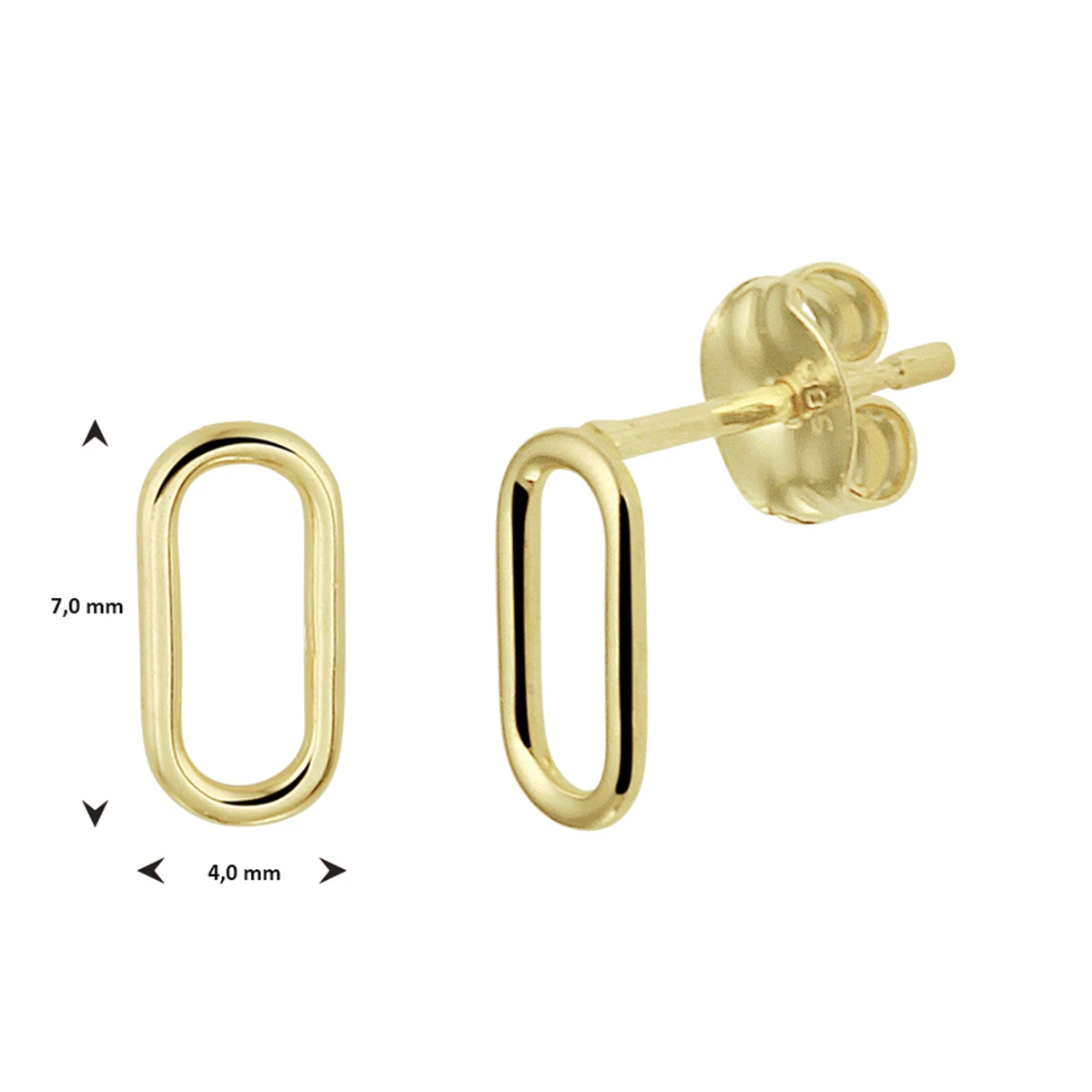 oorknoppen ovaal 14K geelgoud