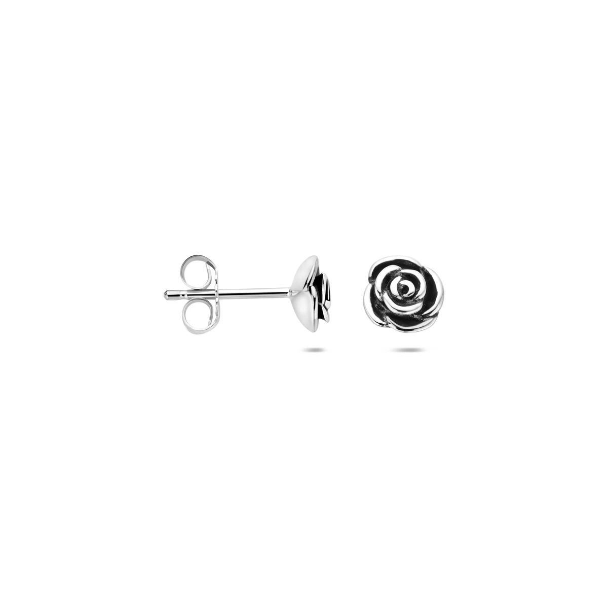 oorknoppen oxi roos 5,8 mm zilver geoxideerd