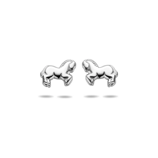 oorknoppen paard 8,5 mm zilver gerhodineerd