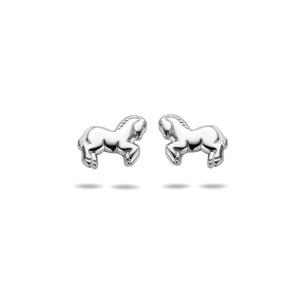 oorknoppen paard 8,5 mm zilver wit